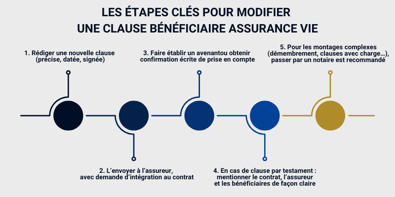Les étapes clés pour MODIFIER UNE CLAUSE BÉNÉFICIAIRE ASSURANCE VIE