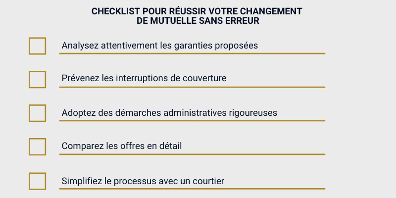 Checklist : Réussir votre changement de mutuelle sans erreur