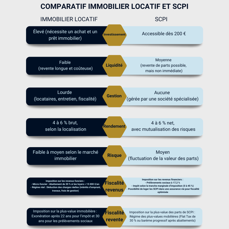 COMPARATIF IMMOBILIER LOCATIF ET SCPI pour savoir dans quoi investir pour gagner de l'argent